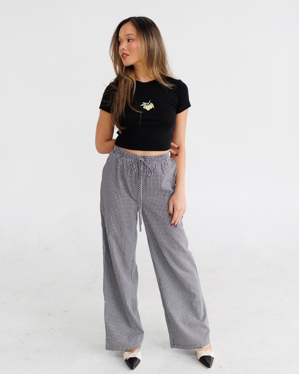 パンツ MONOHA : 25SS / Crisp check banding pants (navy) Exclusive] Crisp check banding pants (navy) : MONOHA