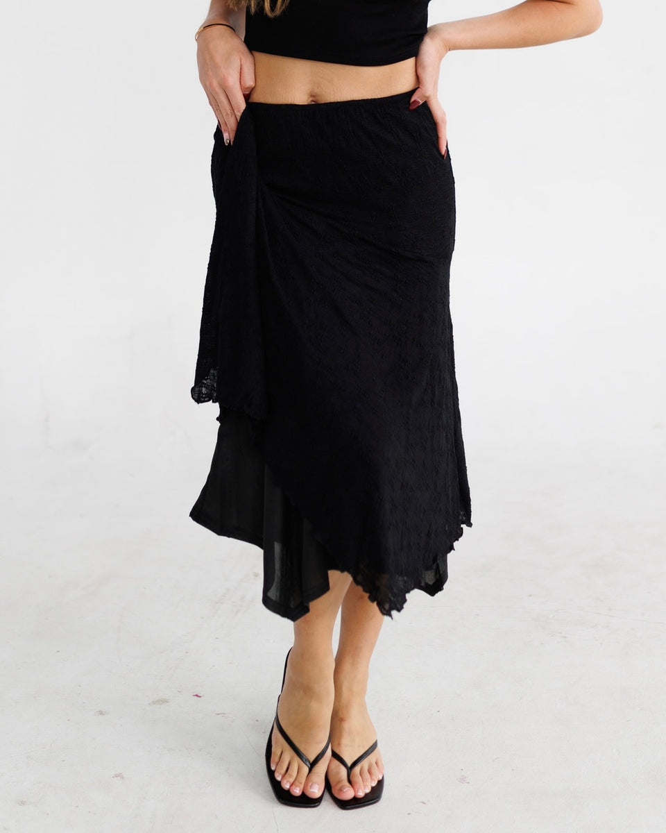 Lace Asymmetrical Skirt | Black – Noelani The Label