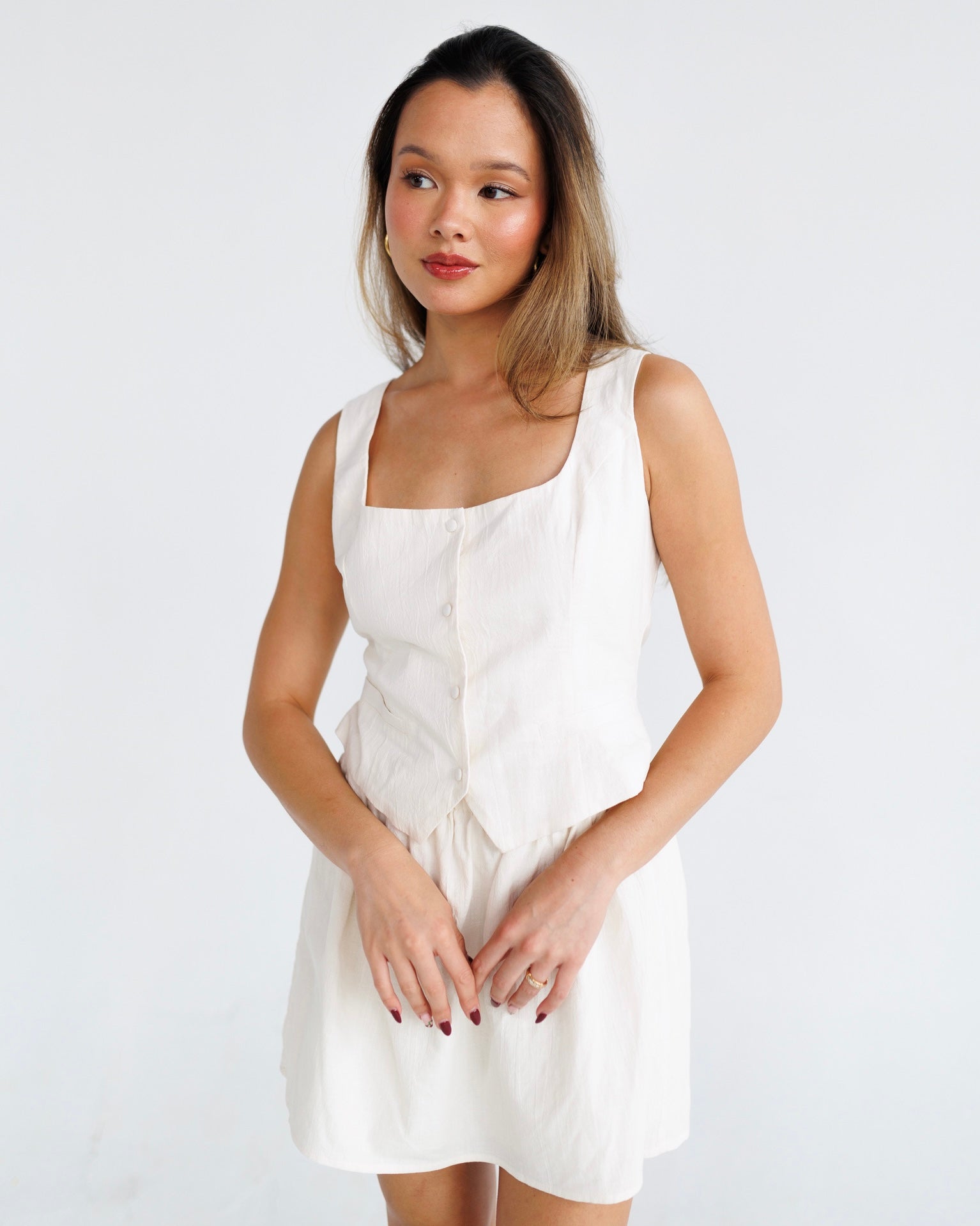 Vest Mini Dress | Ivory Noelani The Label Vest Mini Dress | Ivory Noelani The Label