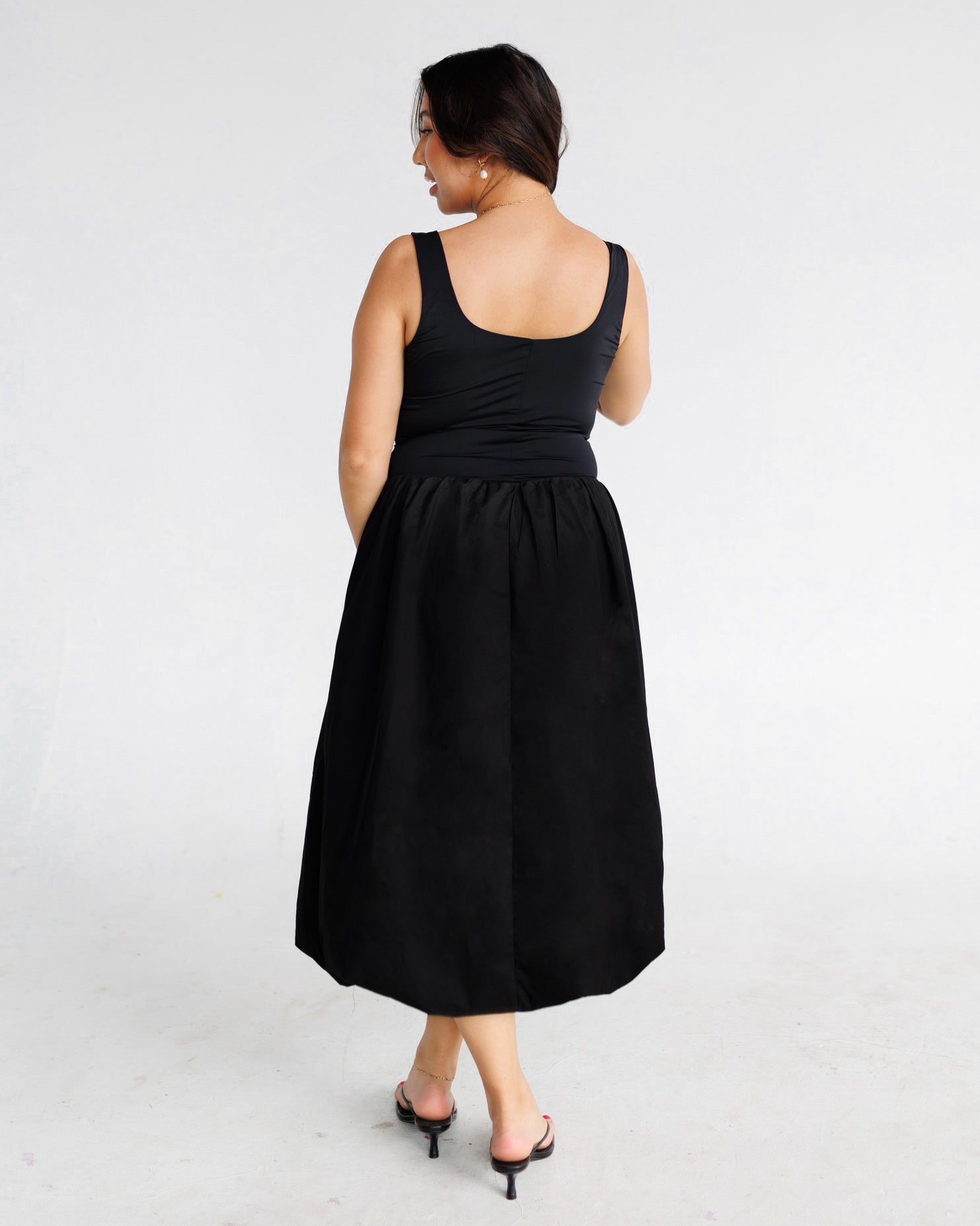 Bubble Square Neck Midi Dress | Black Noelani The Label Bubble Square Neck Midi Dress | Black Noelani The Label