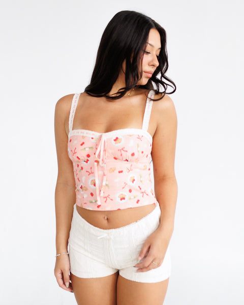 Sunday Picnic Lace Trim Corset Top | Pink – Noelani The Label