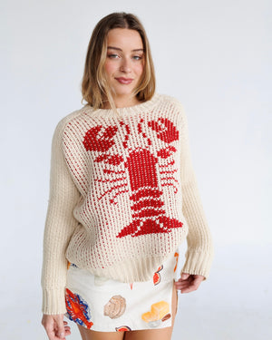 Open image in slideshow, Lobster Sweater | Red/Sand
