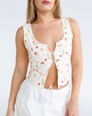 Open image in slideshow, Sunday Picnic Button Front Top | Cream
