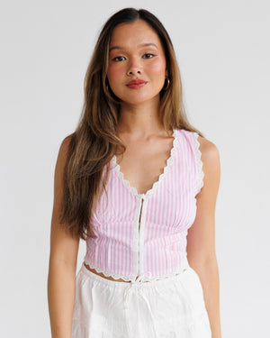 Open image in slideshow, Striped Corset Top | Pink/White
